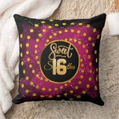 ピンクガーリースイート16誕生日バラ金ゴールドグリッター クッション (ブランケット)
