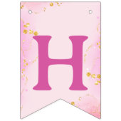 ピンクガーリースウィートワン第1ハッピーバースデーカップケーキ バンティングフラッグ (第2の旗)