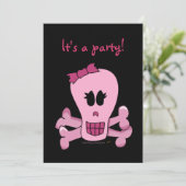 ピンクガーリースカルとボウパーティの招待状 招待状 (スタンド正面)