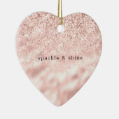ピンクガーリースパークルグリッターパーソナライズされた セラミックオーナメント (右)