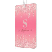 ピンクガーリースパークルグリッターモノグラム カーエアーフレッシュナー (左)