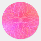 ピンクガーリースパークルスターバスト抽象芸術幾何学模様 ラウンドシール (正面)