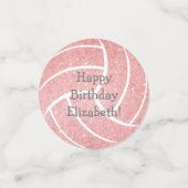 ピンクガーリースポーツ誕生日パーティバレーボール コンフェッティ (スモール正面)