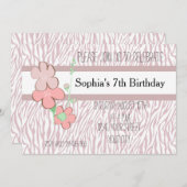 ピンクガーリーゼブラ印刷 招待状 (正面/裏面)