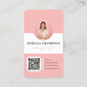 ピンクガーリータイポグラフィスクリプトQRコード名刺 名刺 (裏面)