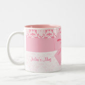 ピンクガーリーダマスクラップボパーソナライズされたウ ツートーンマグカップ (左)