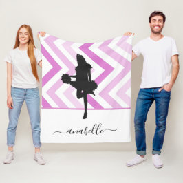 ピンクガーリーチアリーダーシルエット応援コーチ名 フリースブランケット