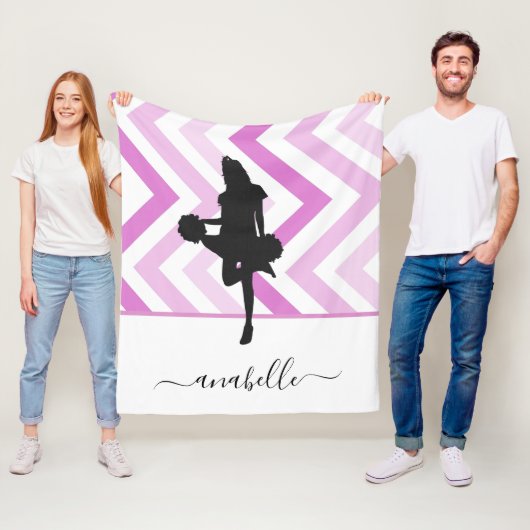 ピンクガーリーチアリーダーシルエット応援コーチ名 フリースブランケット (インサイチュ)