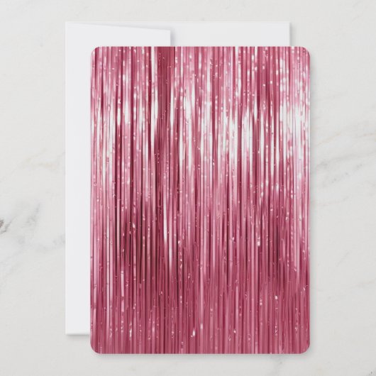 ピンクガーリーティンセルストライプズ21歳の誕生日 招待状 (裏面)