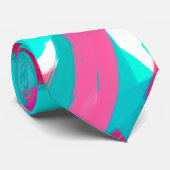 ピンクガーリーティール（緑がかった色）グリーンブラッ渦巻形のスストロークアート ネクタイ (ロール)