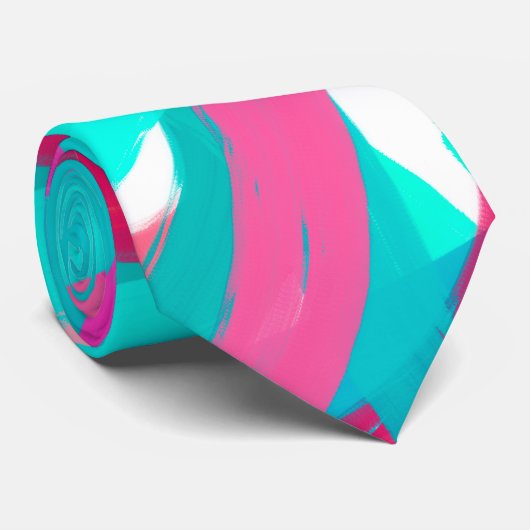 ピンクガーリーティール（緑がかった色）グリーンブラッ渦巻形のスストロークアート ネクタイ (ロール)