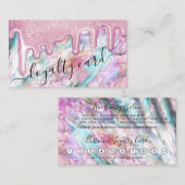 ピンクガーリーティール（緑がかった色）パールオパールグリッタードリップロイヤリティ ロイヤリティカード (正面/裏面)