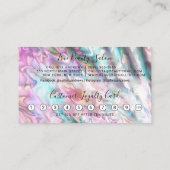 ピンクガーリーティール（緑がかった色）パールオパールグリッタードリップロイヤリティ ロイヤリティカード (裏面)