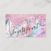 ピンクガーリーティール（緑がかった色）パールオパールグリッタードリップロイヤリティ ロイヤリティカード (正面)