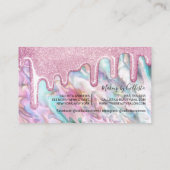 ピンクガーリーティール(緑がかった色)パールグリッタードリップスメイクアップ 名刺 (裏面)