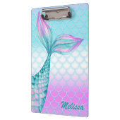 ピンクガーリーティール（緑がかった色）マーメイドはかりで測テール クリップボード (左)