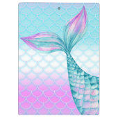 ピンクガーリーティール（緑がかった色）マーメイドはかりで測テール クリップボード (裏面)