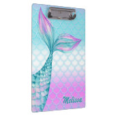 ピンクガーリーティール（緑がかった色）マーメイドはかりで測テール クリップボード (右)