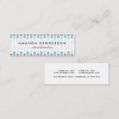 ピンクガーリーティール(緑がかった色)熱帯パイナップルパターン スキニー名刺 (正面/裏面)