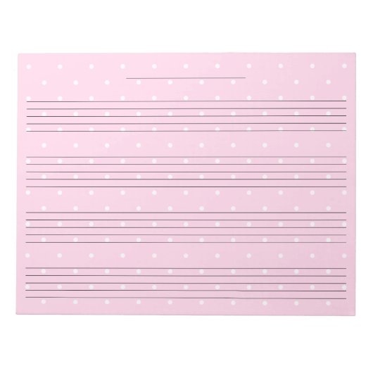 ピンクガーリードットExtra Wide Rule Kids'Music紙 ノートパッド (正面)