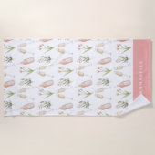 ピンクガーリードリンクモダンバチェロレッテビーチ  ビーチタオル (正面)