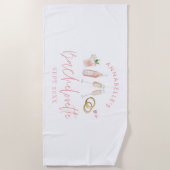 ピンクガーリードリンクモダンバチェロレッテ週末 ビーチタオル (正面)