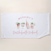 ピンクガーリードリンクモダンバチェロレッテ週末 ビーチタオル (正面)