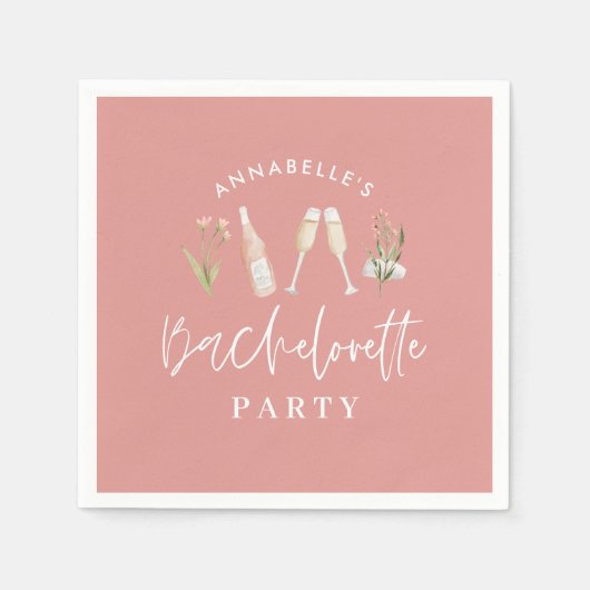 ピンクガーリードリンクモダンバチェロレッテ スタンダードカクテルナプキン (正面)