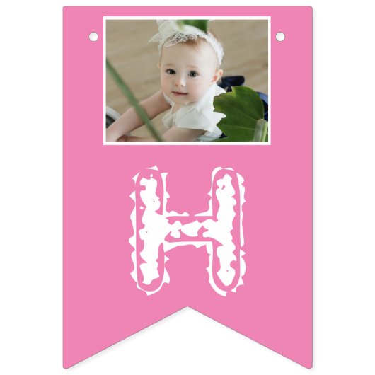 ピンクガーリードーターフォトハッピーバースデー バンティングフラッグ (第2の旗)