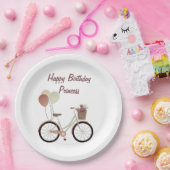 ピンクガーリーハッピーバースデープリンセスバイクバルーン ペーパープレート (パーティー)