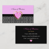 ピンクガーリーハートとトレンディーキリンプリント 名刺 (正面/裏面)