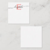 ピンクガーリーハートスクリプトモノグラム ノートカード (正面/裏面)