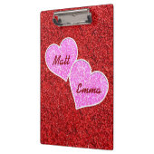 ピンクガーリーハート赤グリッター クリップボード (左)