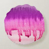 ピンクガーリーバイオレット水カラーグラデーションデザイン ラウンドクッション (裏面)