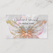 ピンクガーリーバタフライスパークルヘアサロン 名刺 (裏面)