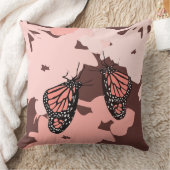 ピンクガーリーバタフライペア – 装飾用クッション クッション (ブランケット)