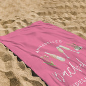 ピンクガーリーバチェロレッテフローラエレガントカクテル ビーチタオル