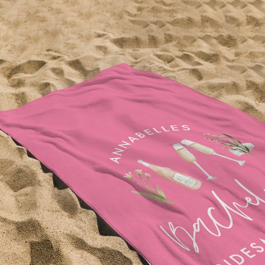 ピンクガーリーバチェロレッテフローラエレガントカクテル ビーチタオル
