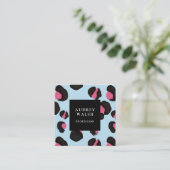 ピンクガーリーバックライトブルーヒョウ印刷 スクエア名刺 (スタンド正面)