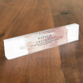 ピンクガーリーバラモダンスタイリッシュ デスクネームプレート (側面)