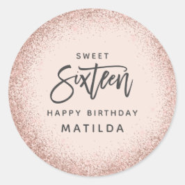 ピンクガーリーバラ金ゴールドグリッター16歳 ラウンドシール