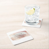 ピンクガーリーバラ金ゴールドモダンスタイリッシュ スクエアペーパーコースター (インサイチュ)