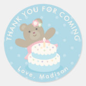 ピンクガーリーバレリナベアキュブ誕生日ありがとう ラウンドシール (正面)