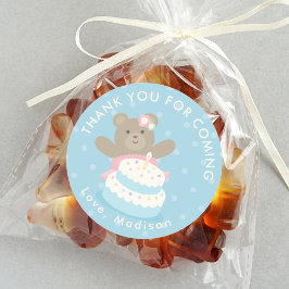 ピンクガーリーバレリナベアキュブ誕生日ありがとう ラウンドシール