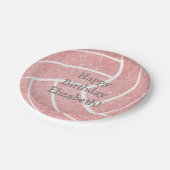 ピンクガーリーバレーボール誕生日パーティー ペーパープレート (アングル)