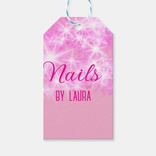 ピンクガーリーパステルグリッター爪、 ネイルの追加サイトq ギフトタグ (正面)