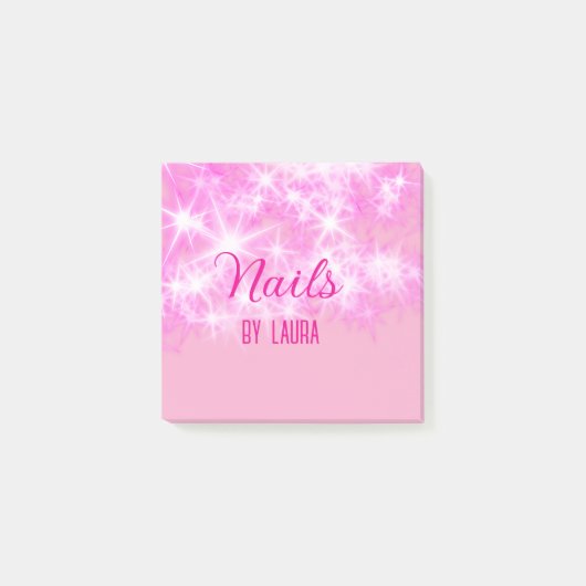 ピンクガーリーパステルグリッター爪、 ネイルの追加サイトq ポストイット (正面)