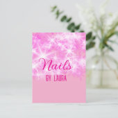 ピンクガーリーパステルグリッター爪、 ネイルの追加サイトq ポストカード (スタンド正面)