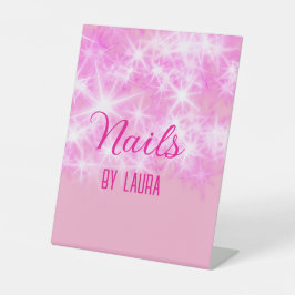 ピンクガーリーパステルグリッター爪、 ネイルの追加サイトq 台座サイン