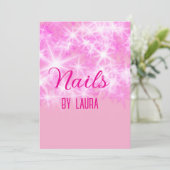ピンクガーリーパステルグリッター爪、 ネイルの追加サイトq 招待状 (スタンド正面)